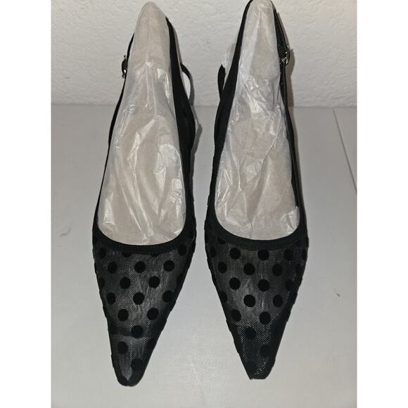 New! Sam Edelman Bianka Polka Dot Mesh Slingback Pointed Toe Black Size 7.5 $140 - Picture 4 of 11